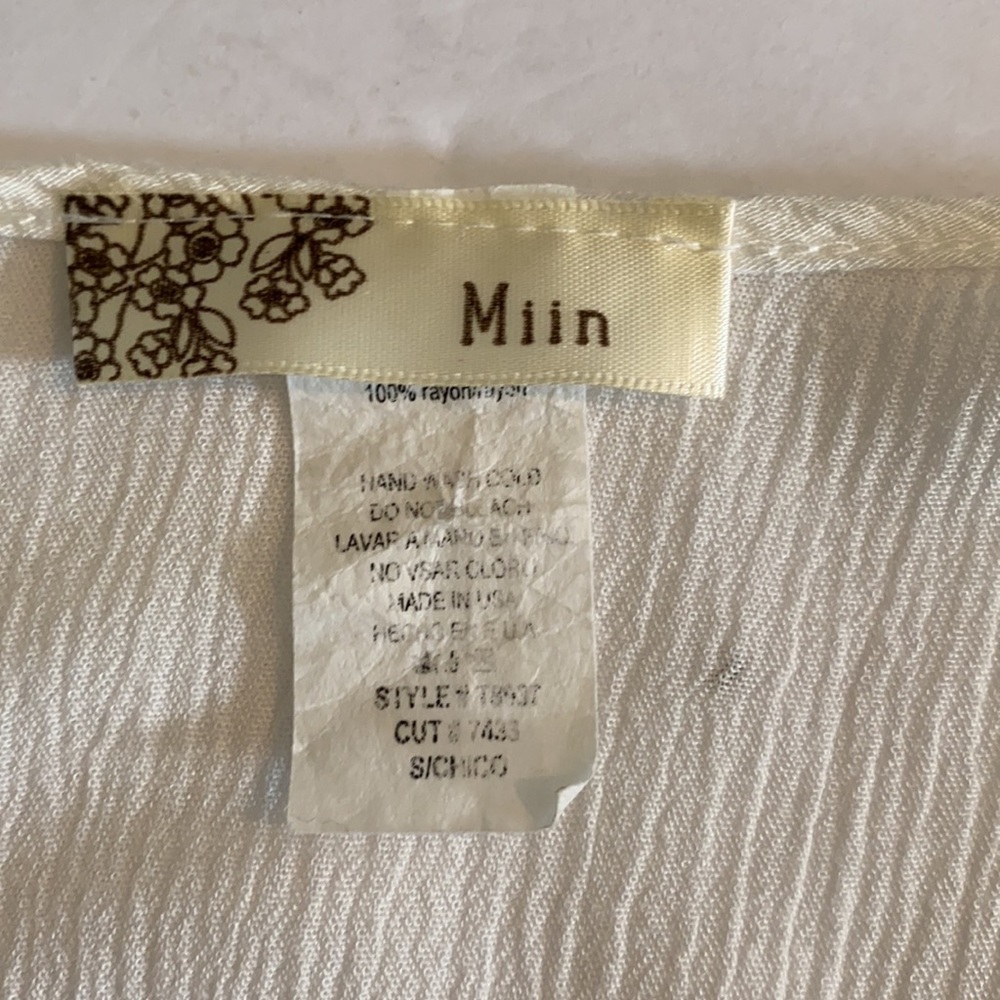 Miin Boho White Blouse Size S - Picture 6 of 7
